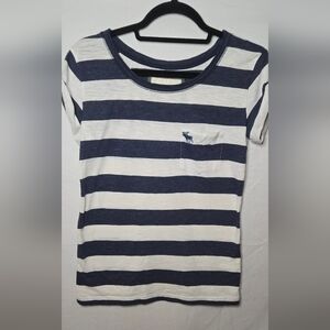 Abercrombie & Fitch True Vintage Y2K Striped Navy/White T-Shirt Women's Small